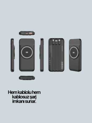 22.5W Hızlı + 15W Kablosuz Şarj – Akıllı Powerbank ile Her An Enerji