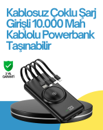 10000mAh Kablosuz ve Hızlı Şarj Destekli Powerbank – Taşınabilir Şarj Gücü - Görsel 5