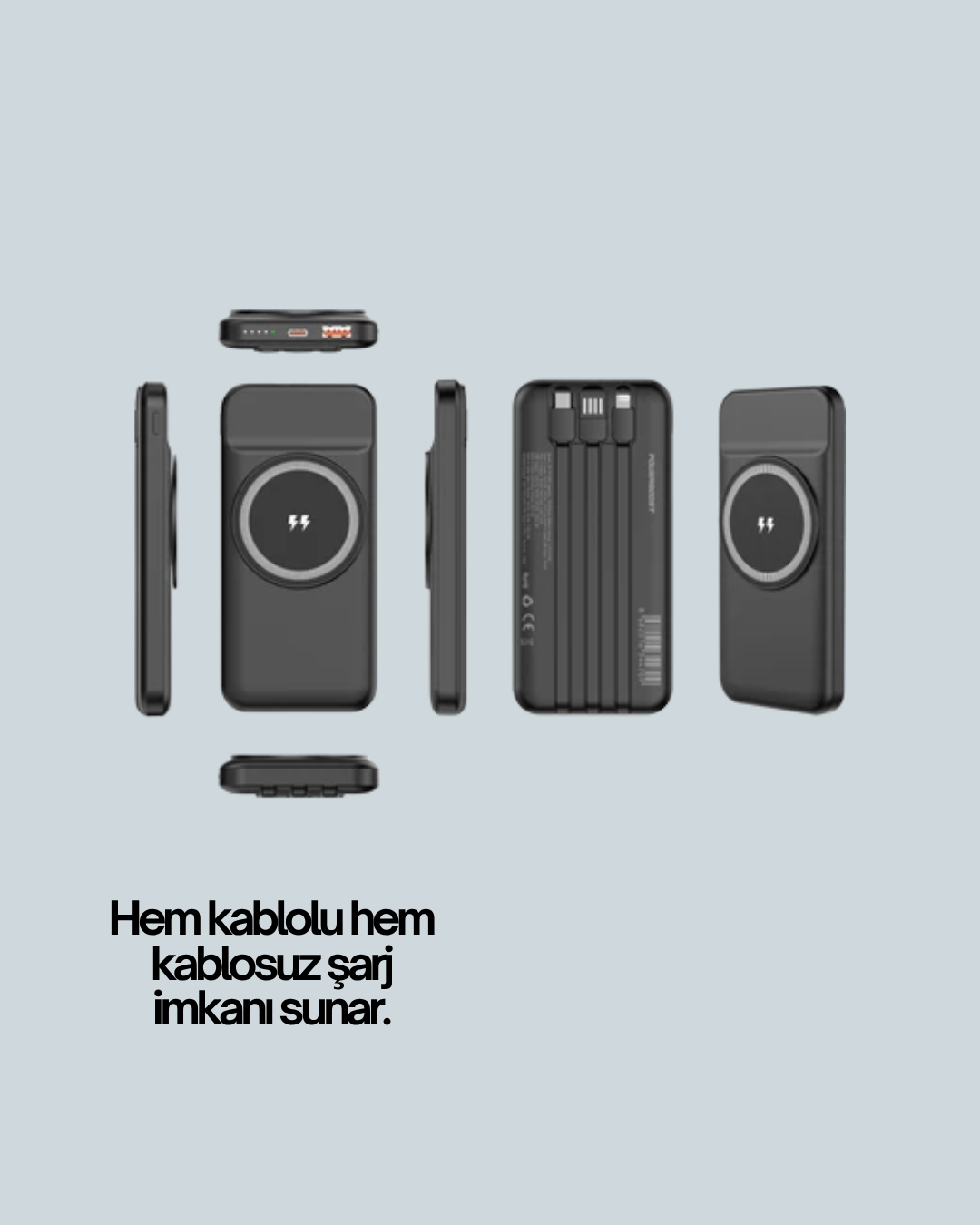 1211672_7-5.png 10000mAh Kablosuz ve Hızlı Şarj Destekli Powerbank – Taşınabilir Şarj Gücü - Görsel 1