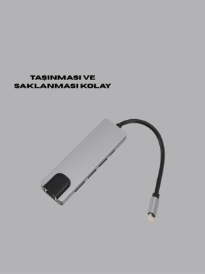 USB‑C Çoklu Bağlantı Merkezi – 5 Gbps, 100‑240 V, Sağlam Eloksal Tasarım