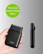USB Şarjlı Traş Makinesi – Piston + Ağ Başlık, 600 mAh Batarya - Görsel 4