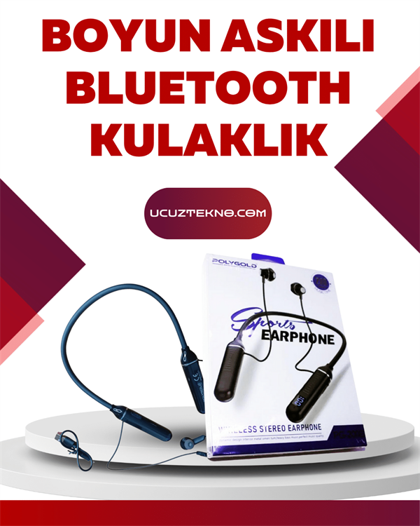 1212257_polygold-pg-100-bluetooth-kulaklik-erg-c-b801.png Polygold PG-100 Bluetooth Kulaklık – Ergonomik Boyun Bantlı Tasarım, Net Ses ve Konfor - Görsel 1