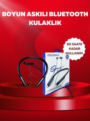 Polygold PG-100 Bluetooth 5.0 Boyun Bantlı Kulaklık – 50 Saat Konuşma Süresi, Type-C Şarj