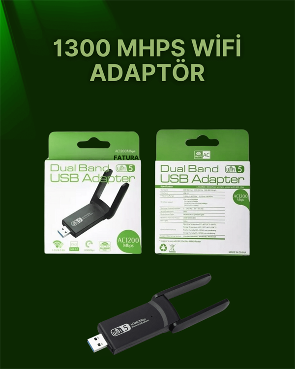 1212299_usb-3.0-wireless-adaptor-2-fe33-4.png USB 3.0 Wireless Adaptör – 2.4GHz & 5GHz Destekli - Görsel 1