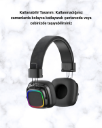 Renkli Işık Efektli Bluetooth 5.3 Müzik Kulaklığı - Görsel 5