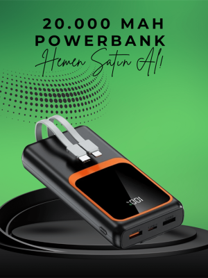 20000 mAh Taşınabilir Powerbank | Çok Kablolu, Hızlı Şarj Destekli (22.5W)