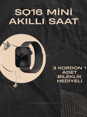 SQ-16 Mini Series 10 Akıllı Saat | Şık ve Hafif Tasarım, 3 Kordon Seçeneği