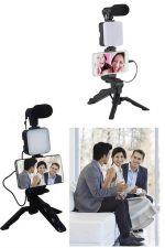 Telefon Tutucu Led Işıklı Kumandalı Mikrofon Telefon Vlog Video Kayıt - Görsel 2
