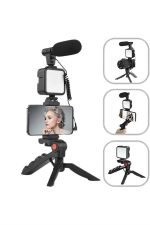 Akıllı Telefon Vlog Kiti Tripod Mini Mikrofonlu Telefon Tutucu - Görsel 5