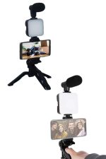 Video Making Kit Telefon Tutucu Vlog Video Mini Led Işıklı - Görsel 5