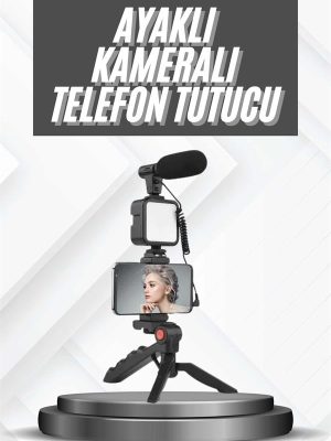 Telefon Tutucu Mikrofonlu Işıklı Youtuber Video Kayıt