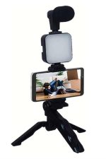 Telefon Tutucu Mikrofonlu Işıklı Youtuber Video Kayıt - Görsel 5