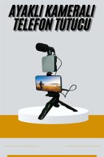 Tripod Telefon Tutucu Kumandalı Mikrofon Led Işık Vlog Video Kayıt