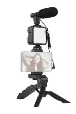 Tripod Telefon Tutucu Kumandalı Mikrofon Led Işık Vlog Video Kayıt - Görsel 5
