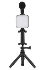 Telefon Tutucu Mini Mikrofonlu Tripod Vlog Çekim Video - Görsel 4