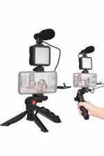 Telefon Tutucu Mini Mikrofonlu Tripod Vlog Çekim Video - Görsel 5