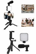 Telefon Tutucu Mini Mikrofonlu Tripod Vlog Çekim Video - Görsel 3