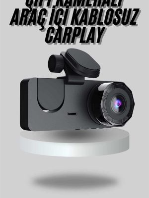 Araç İçi Dikiz Kamerası Sürüş Kaydedici 3 Lensli DVR Kamera