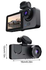 Gece Görüşlü DVR 3 Lensli Araç İçi Sürüş Kamerası Video Kaydedici - Görsel 3