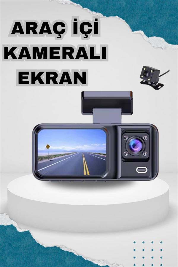 Compressed by jpeg-recompress Ön ve Arka Kameralı 2 İnç 1080P Full HD DVR Araç İçi Ekran - Görsel 1