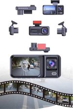 1080P 3 Lensli WİFİ Araç İçi Kameralı Ekran DVR Kaydedici Gece Görüşlü - Görsel 3