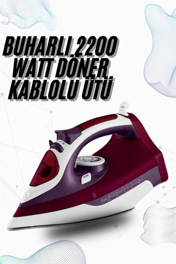 Compressed by jpeg-recompress Buharlı Kablolu Ütü 2200 Watt Kireçlenme Önleyici Şok Buharlı - Görsel 1