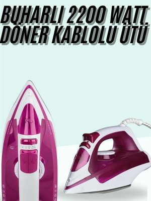 Buharlı Ütü 2200 Watt Seramik Tabanlı Taşınabilir Kablolu Ütü