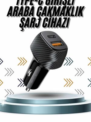 Hızlı Oto Şarj Cihazı 38W Çift Girişli HIzlı Şarj Oto Çakmaklık Type-C