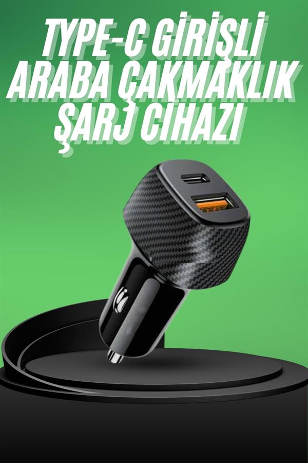 Compressed by jpeg-recompress Type-C Girişli Araba Çakmaklık Şarj Cihazı 38W Oto Çakmaklık - Görsel 1