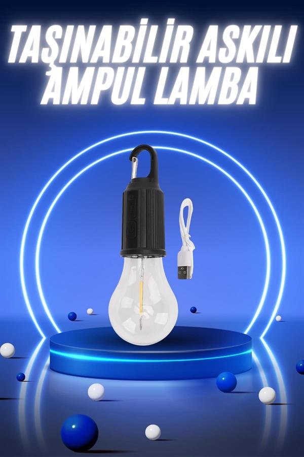 Compressed by jpeg-recompress Taşınabilir Şarjlı Led Ampul Askılı Lamba Kamp Bahçe Lambası - Görsel 1