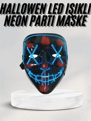 Led Işıklı Neon Maske Cadılar Bayramı Maskesi Korkunç Korku Maskesi