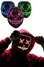 Led Işıklı Neon Maske Cadılar Bayramı Maskesi Korkunç Korku Maskesi - Görsel 3