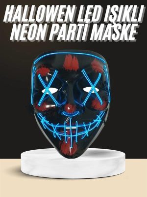 Işıklı Led Maske Parti Eğlence Maskesi Hallowen Neon Maske