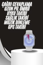 Akıllı Saat Gümüş Kasa Bluetooth Kulaklık Hediyeli Çok Fonksiyonlu İkili Set - Görsel 5