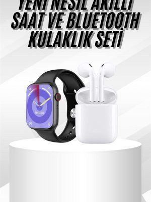 Yeni Nesil Akıllı Saat Ve Kulaklık Seti Gümüş Kasa Zarif Tasarım Çok Fonksiyonlu