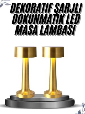 Kablosuz Renkli Masa ve Gece Lambası Altın Rengi Dokunmatik Led Lamba