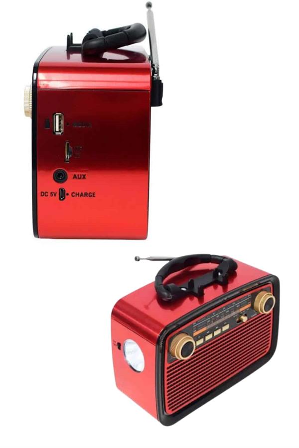 Bluetooth Hoparlör Ahşap Renk Vintage Işıklı Nostaljik Radyo Fm Ahşap Görünümlü - Görsel 2