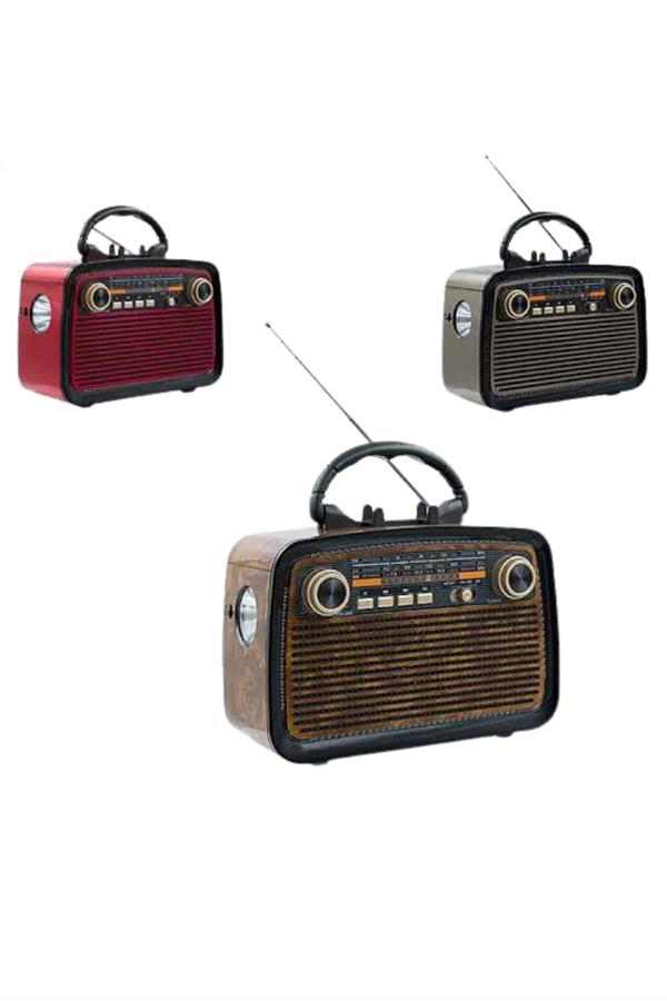 Bluetooth Hoparlör Ahşap Renk Vintage Işıklı Nostaljik Radyo Fm Ahşap Görünümlü - Görsel 5