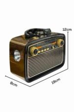 Nostaljik Görünümlü Ahşap Radyo TF SD USB Girişli Led Fener Işıklı - Görsel 4