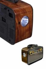 Nostaljik Görünümlü Ahşap Radyo TF SD USB Girişli Led Fener Işıklı - Görsel 3