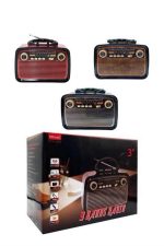 Nostaljik Görünümlü Ahşap Radyo TF SD USB Girişli Led Fener Işıklı - Görsel 5
