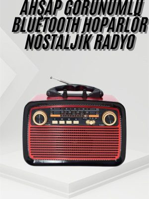 Nostalji Radyo Bluetooth Hoparlör USB-SD Kart Giriş Led Fener Işıklı Bataryalı Pilli