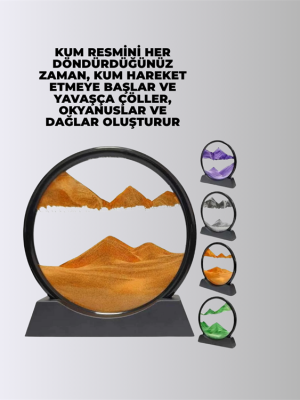 Döndürülebilir Dinamik Kum Tablosu – Stres Giderici, Yüksek Kaliteli Cam ve Doğal Kum ile Sanatsal Masa Dekoru