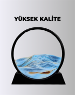 Rahatlatıcı Kum Sanatı – Yuvarlak Cam Çerçeveli Hareketli Kum Resmi, Ofis ve Ev İçin Etkileşimli Masaüstü Süs - Görsel 2