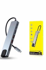 8 Portlu Macbook Çevirici Type C Hub  SD TF USB Çoğaltıcı Ethernet - Görsel 3