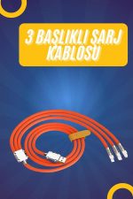 120W Silikon Metal Uçlu LED Işıklı 3 In1 Şarj Kablosu 1.2m