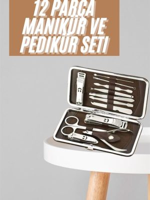 Tırnak Bakım Seti Tırnak Düzeltme Batık 12 Parça Çanta Tipi Manikür Pedikür