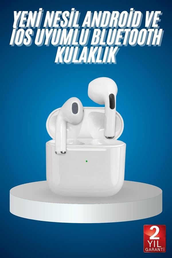 Compressed by jpeg-recompress Bluetooth Kulaklık Beyaz Çağrı Cevaplama Dokunmatik Kontrol Kablosuz - Görsel 1