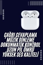 Bluetooth Kulaklık Beyaz Çağrı Cevaplama Dokunmatik Kontrol Kablosuz - Görsel 5