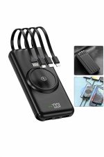 Wireless Powerbank 10000 Mah LED Ekranlı Dahili Kablolu Hızlı Şarj - Görsel 3